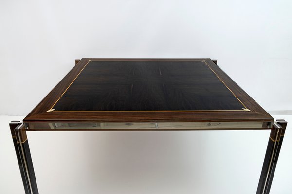 Steel & Inlaid Wood Dining Table by Paolo Barracchia for Roman Deco, 1978-FER-1179117