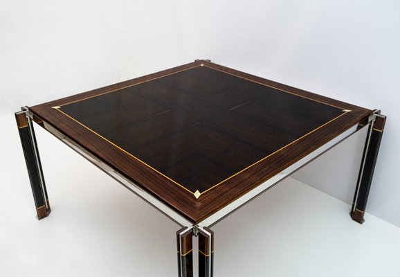 Steel & Inlaid Wood Dining Table by Paolo Barracchia for Roman Deco, 1978-FER-1179117