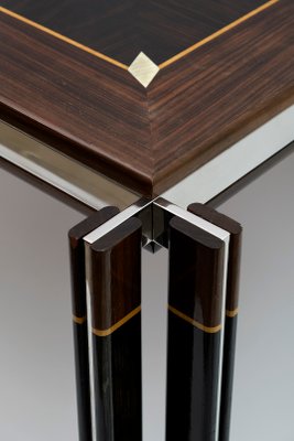 Steel & Inlaid Wood Dining Table by Paolo Barracchia for Roman Deco, 1978-FER-1179117