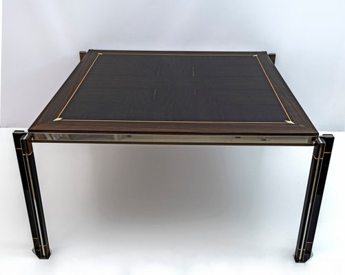 Steel & Inlaid Wood Dining Table by Paolo Barracchia for Roman Deco, 1978-FER-1179117