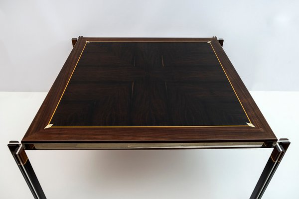 Steel & Inlaid Wood Dining Table by Paolo Barracchia for Roman Deco, 1978-FER-1179117