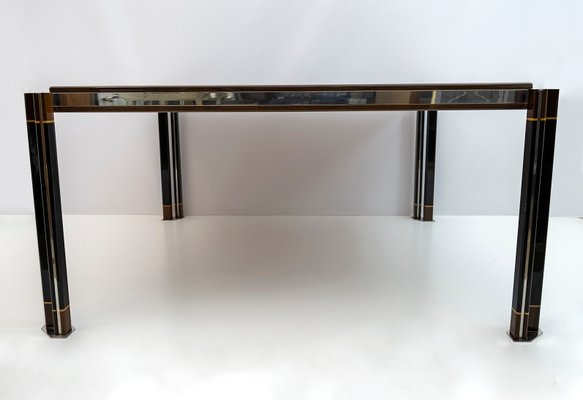 Steel & Inlaid Wood Dining Table by Paolo Barracchia for Roman Deco, 1978-FER-1179117