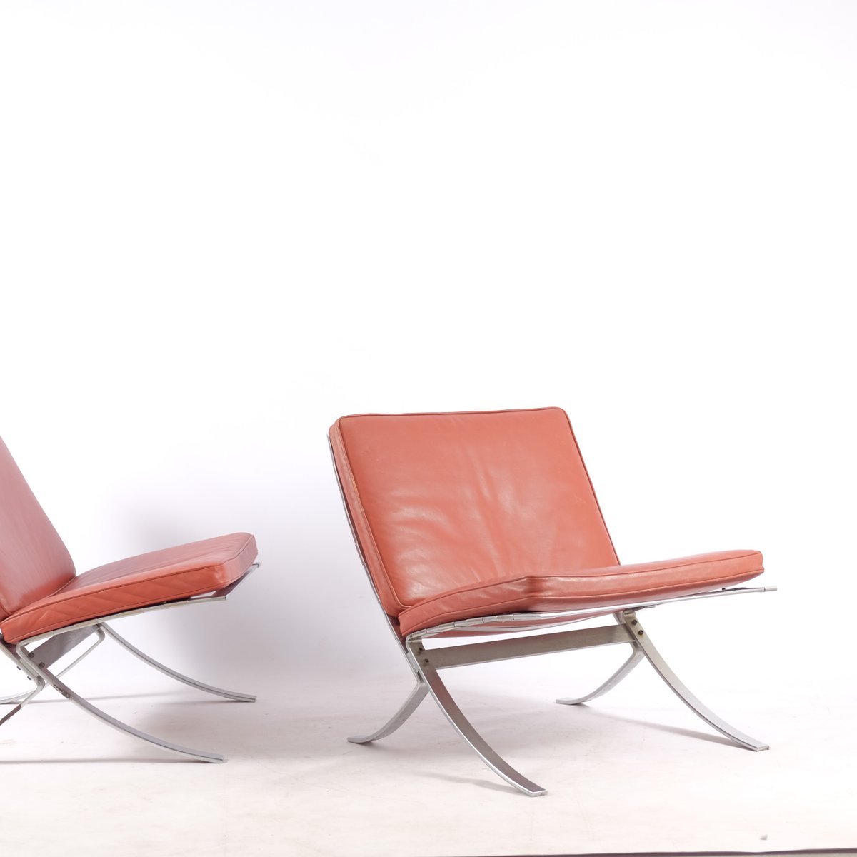 Steel & Leather Tango Chairs by Steen Østergaard for Steel Line, 1970, Set of 2