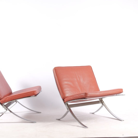 Steel & Leather Tango Chairs by Steen Østergaard for Steel Line, 1970, Set of 2