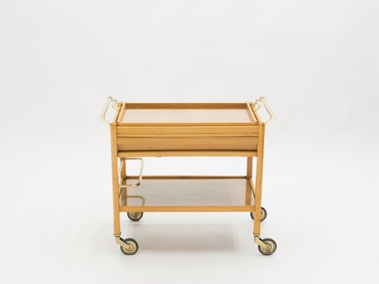 Steel Mirror Trolley by Jacques Adnet, 1940s-YJA-770522