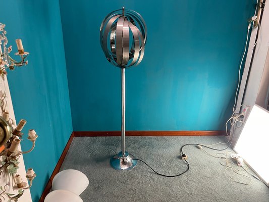 Steel Moon Floor Lamp by Henri Mathieu, 1970s-JJC-1733906