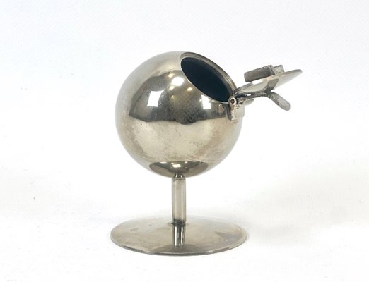 Steel Spherical Ashtray with Flip-Top Lid, 1970s-ZCY-2028945