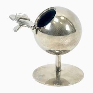 Steel Spherical Ashtray with Flip-Top Lid, 1970s-ZCY-2028945