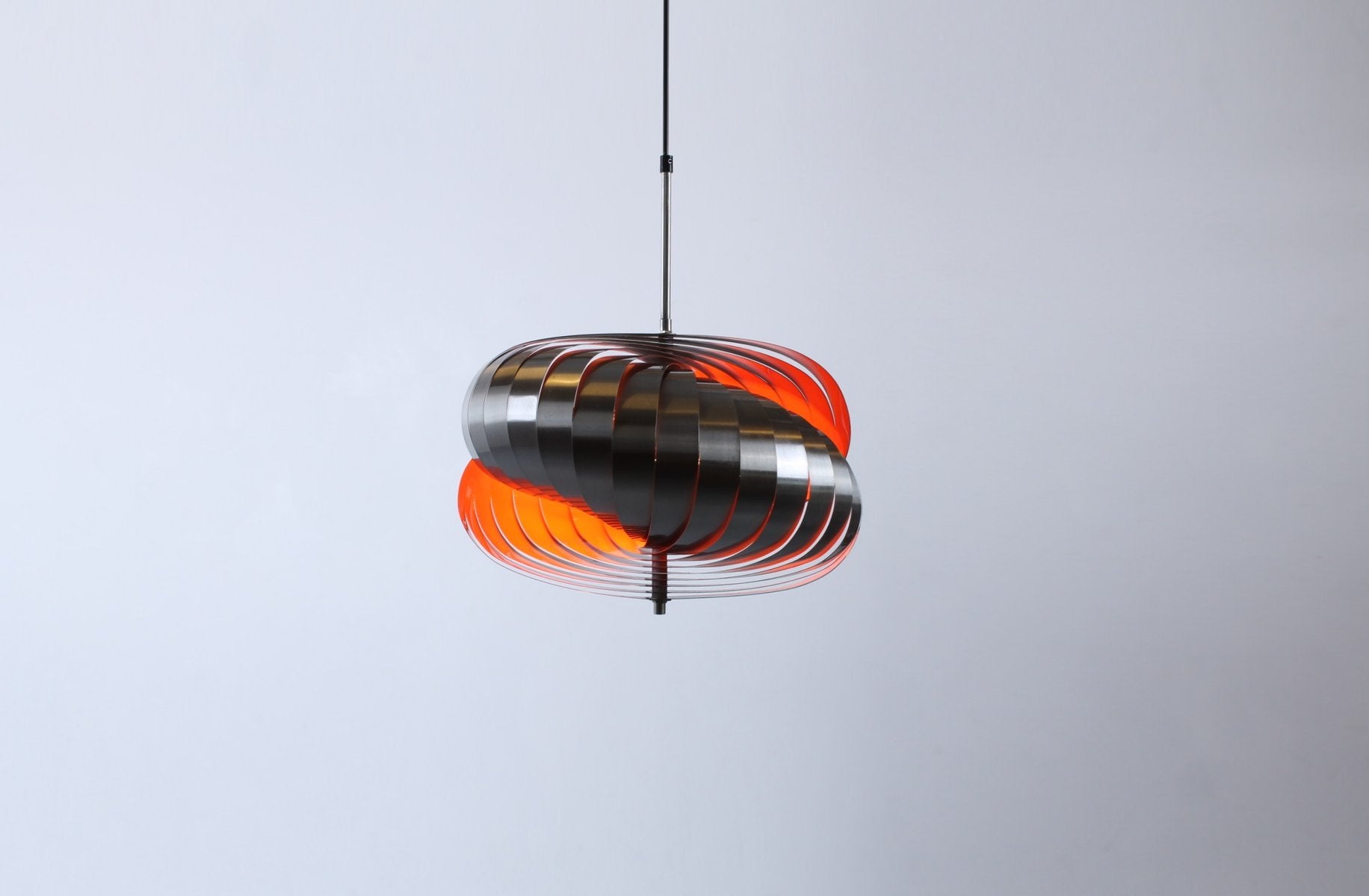 Steel Spiral Pendant Lamp by Henri Mathieu for Lyfa, 1970s