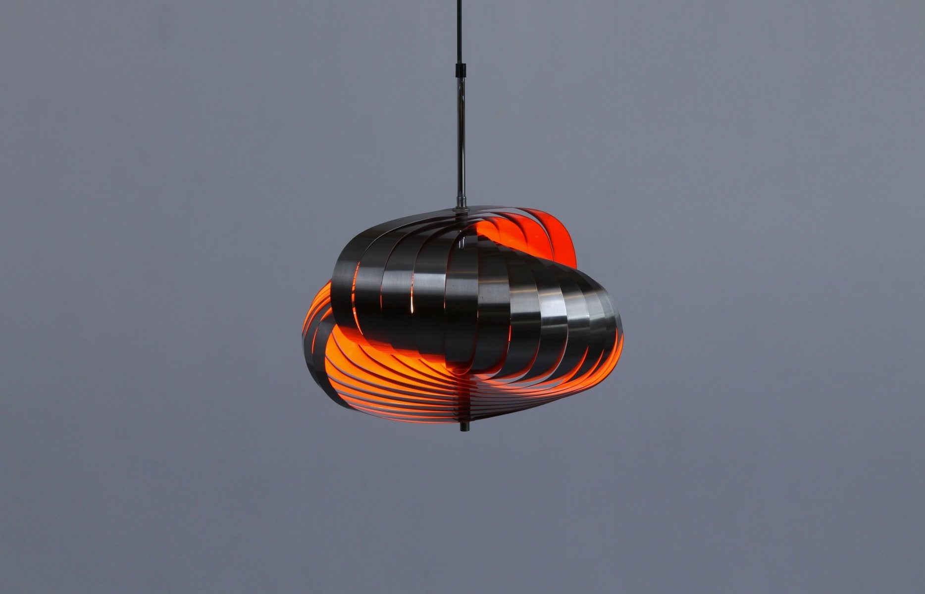 Steel Spiral Pendant Lamp by Henri Mathieu for Lyfa, 1970s