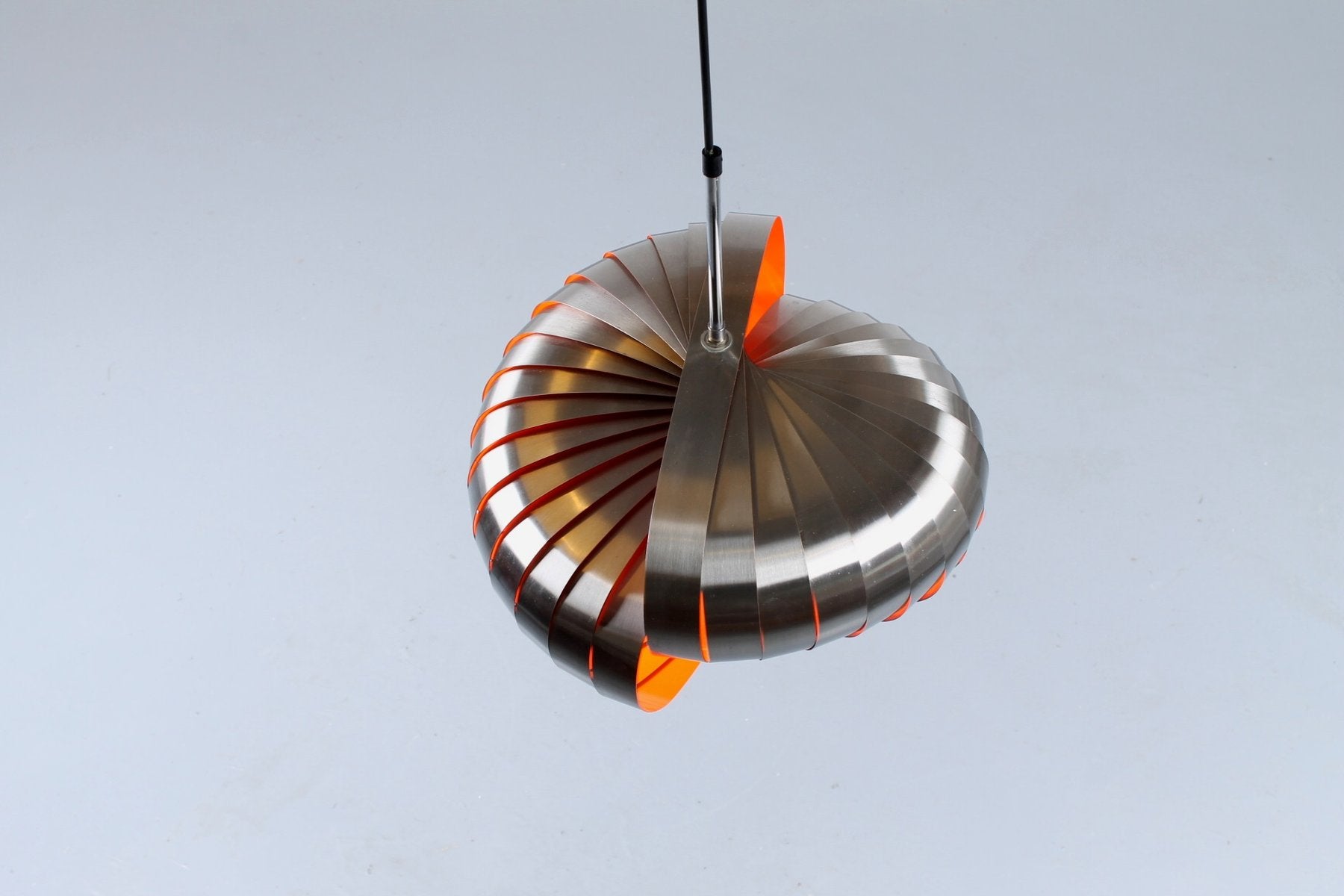 Steel Spiral Pendant Lamp by Henri Mathieu for Lyfa, 1970s