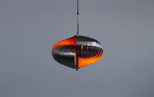 Steel Spiral Pendant Lamp by Henri Mathieu for Lyfa, 1970s-XT-646373