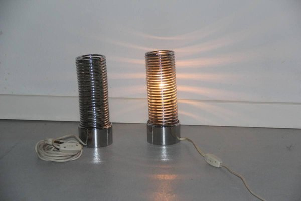 Steel Spiral Table Lamps by Targetti Sankey for Guzzini, 1970s, Set of 2-EH-540941