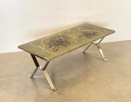 Steel Table with Ceramic Tile Top, 1960s-NPC-1822936