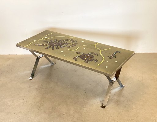 Steel Table with Ceramic Tile Top, 1960s-NPC-1822936