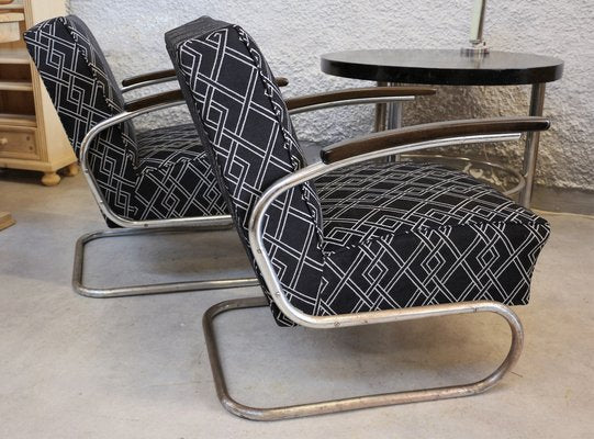 Steel Tube Cantilevers Armchairs from Mücke Melder, Set of 3-KWR-1726292