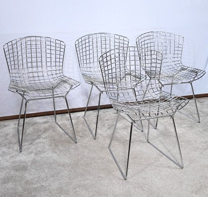 Steel Wire Chairs by Harry Bertoia for Knoll, 1970s, Set of 4-RVK-1806889