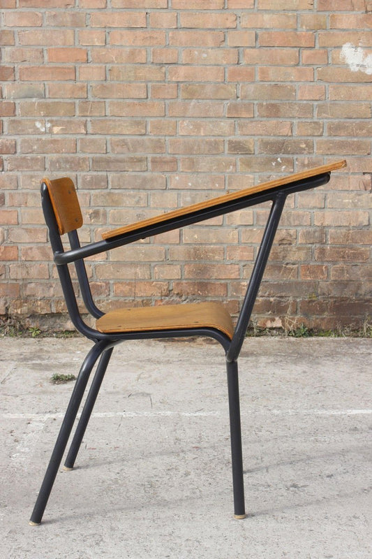 Steel & Wood Student Desk Chair by Jacques Hitier, France, 1950s