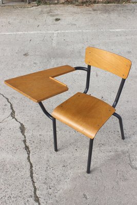 Steel & Wood Student Desk Chair by Jacques Hitier, France, 1950s-XIJ-1170339