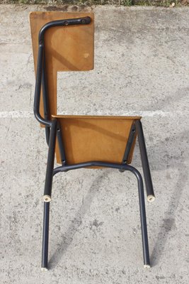 Steel & Wood Student Desk Chair by Jacques Hitier, France, 1950s-XIJ-1170339