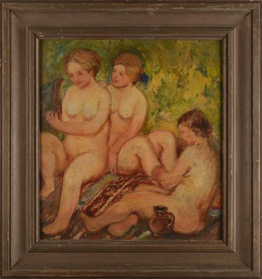 Stefan Brzozowski, Bathing, 1950s, Oil on Board-FSD-1374276