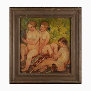 Stefan Brzozowski, Bathing, 1950s, Oil on Board-FSD-1374276