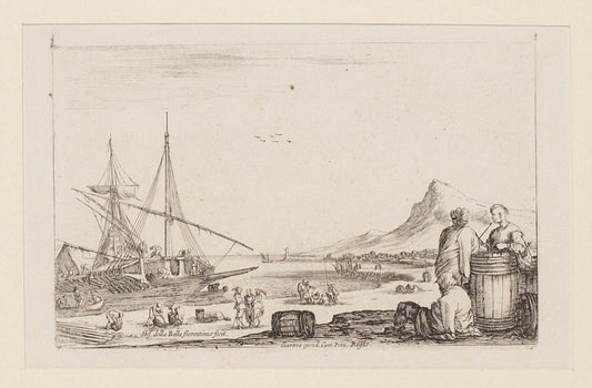 Stefano Della Bella, Harbor, Etching, 17th Century