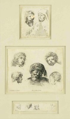 Stefano Della Bella, Study of Faces, Etching, 17th Century-ZCI-1770147