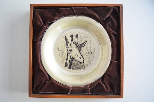 Sterling Silver Plated Wall Plate Giraffe by Bernard Buffet, 1970s-OV-1309555