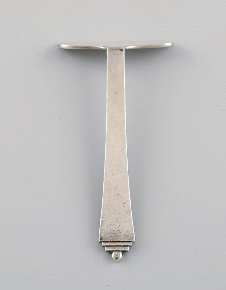 Sterling Silver Pyramid Child's Food Pusher from Georg Jensen