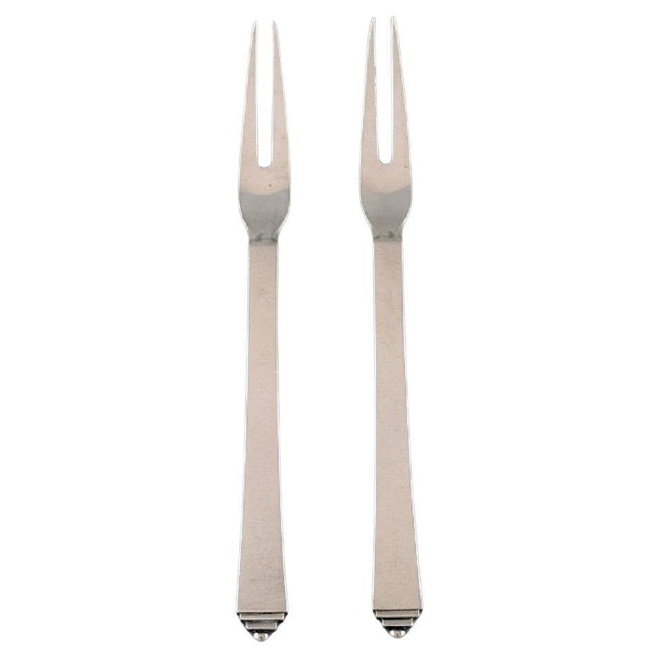 Sterling Silver Pyramid Cold Meat Forks from Georg Jensen, 1930s, Set of 2