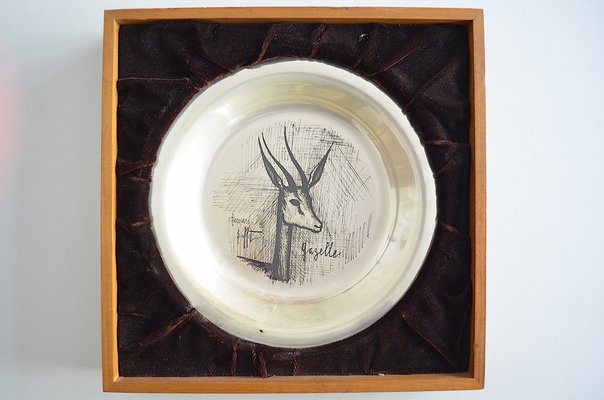 Sterling Silver Silver Wall Plate Gazelle by Bernard Buffet, 1970s-OV-1309556