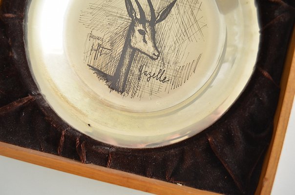 Sterling Silver Silver Wall Plate Gazelle by Bernard Buffet, 1970s-OV-1309556