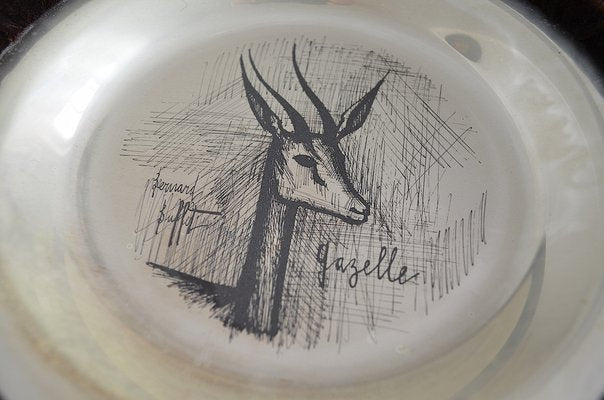 Sterling Silver Silver Wall Plate Gazelle by Bernard Buffet, 1970s-OV-1309556