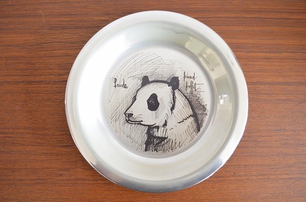 Sterling Silver Silver Wall Plate Panda by Bernard Buffet, 1970s-OV-1309557