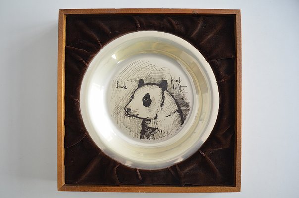 Sterling Silver Silver Wall Plate Panda by Bernard Buffet, 1970s-OV-1309557