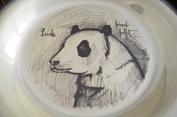 Sterling Silver Silver Wall Plate Panda by Bernard Buffet, 1970s-OV-1309557