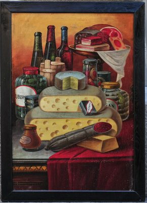 Still Life of Food and Dairy Products on a Table, 1920s, Oil Painting-QOR-2022533