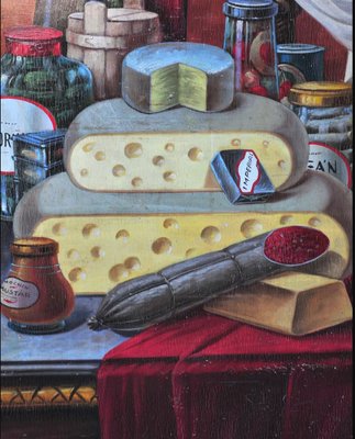 Still Life of Food and Dairy Products on a Table, 1920s, Oil Painting-QOR-2022533