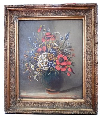 Still Life with Flowers, Late 19th Century, Gouache, Framed-AWH-1354571