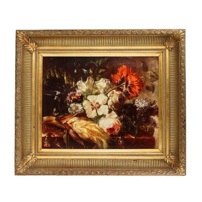 Still Life with Flowers, Oil on Canvas, Framed-WMV-1383730