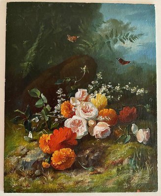 Still Life with Flowers, Oil Painting on Copper-DY-1796831