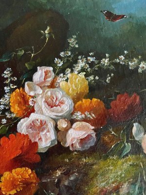 Still Life with Flowers, Oil Painting on Copper-DY-1796831