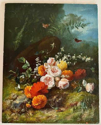 Still Life with Flowers, Oil Painting on Copper-DY-1796831