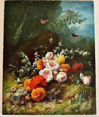 Still Life with Flowers, Oil Painting on Copper-DY-1796831