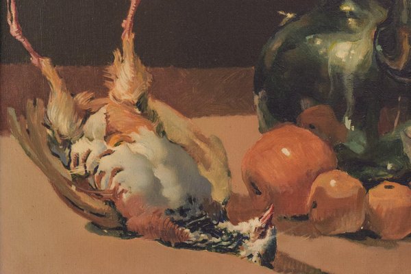 Still Life With Jug and Oranges, 20th-century, Oil on Canvas, Framed-AOI-1189424