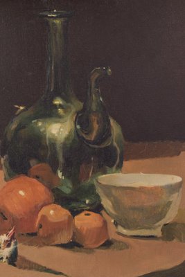 Still Life With Jug and Oranges, 20th-century, Oil on Canvas, Framed-AOI-1189424