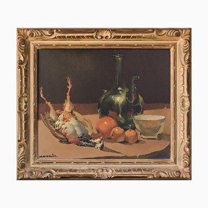 Still Life With Jug and Oranges, 20th-century, Oil on Canvas, Framed-AOI-1189424