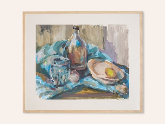 Still Life with Lemon, Mixed Technique on Thick Paper-GPP-1124433