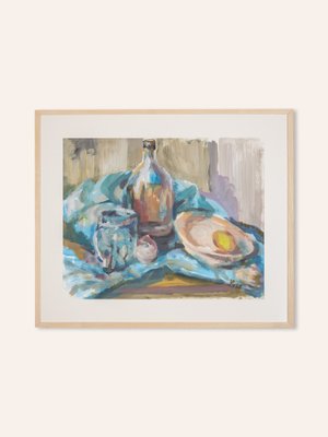 Still Life with Lemon, Mixed Technique on Thick Paper-GPP-1124433